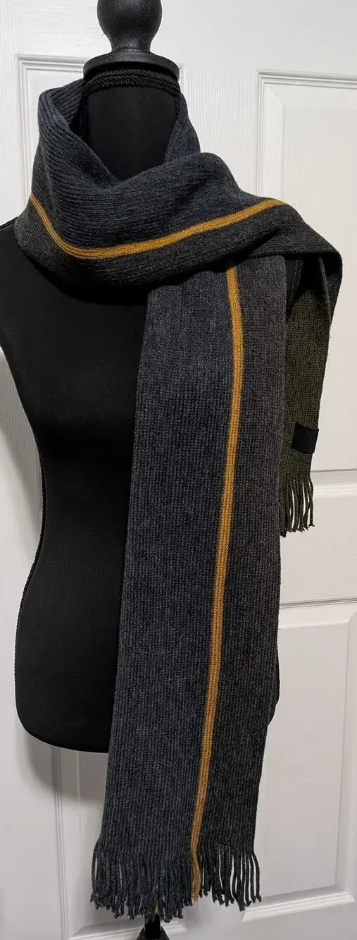 Michael Kors Men's Side Stripe Colorblock Knit Winter Scarf with Fringe